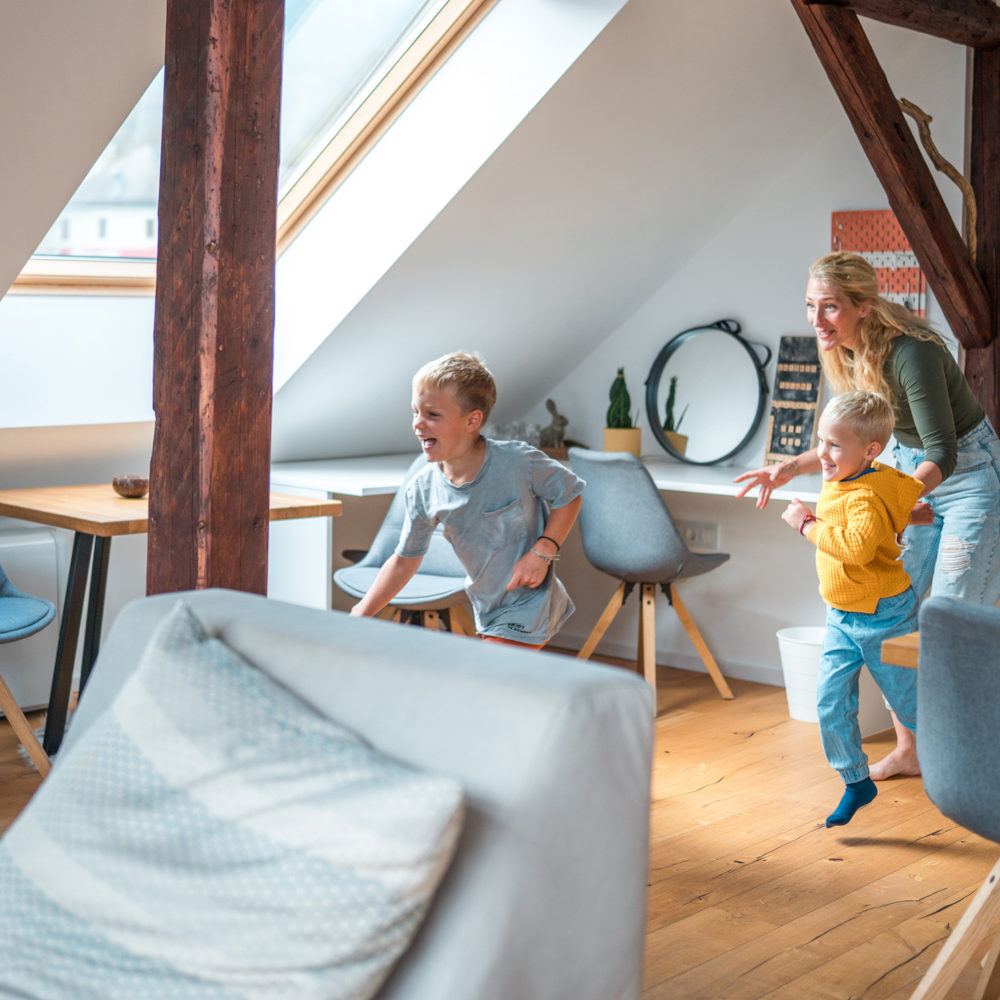 Ventana de techo de madera familia