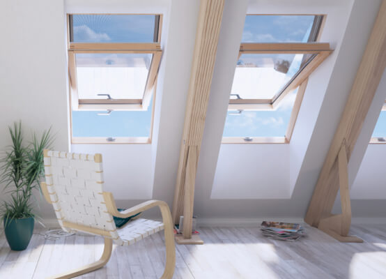 Ventana de techo rooflite slim pine madera